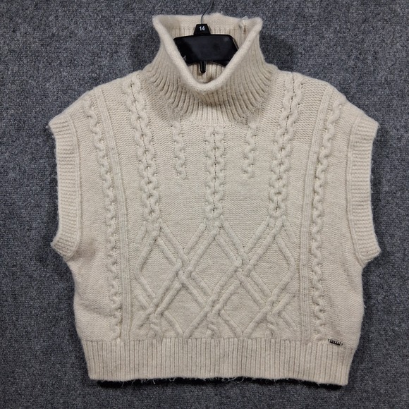 Guess Womens High Turtleneck Sleeveless Cable Knit Sweater Vest size XL - Picture 1 of 10